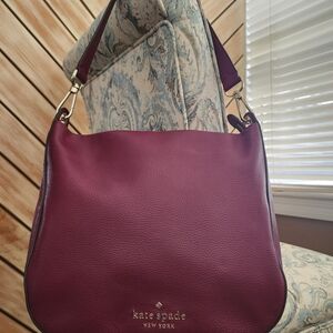 👜 Kate Spade New York Leather Shoulder Bag – Deep Plum